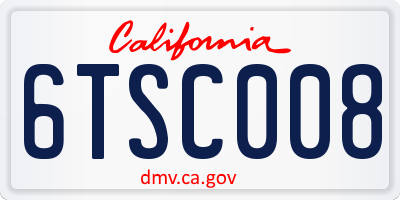 CA license plate 6TSC008