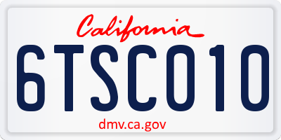CA license plate 6TSC010