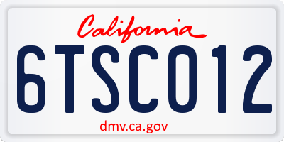 CA license plate 6TSC012