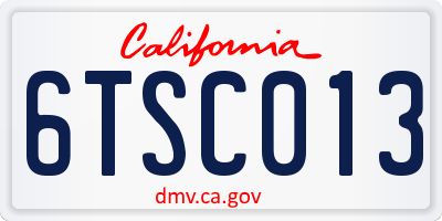 CA license plate 6TSC013