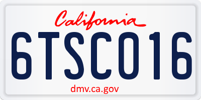 CA license plate 6TSC016