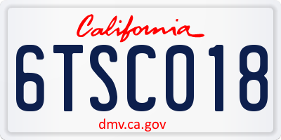 CA license plate 6TSC018