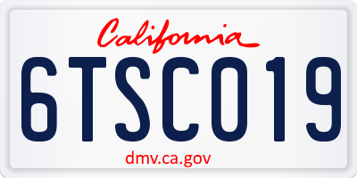 CA license plate 6TSC019
