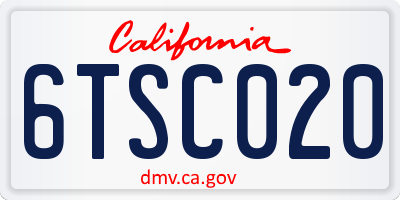 CA license plate 6TSC020
