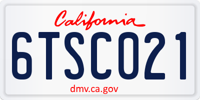 CA license plate 6TSC021