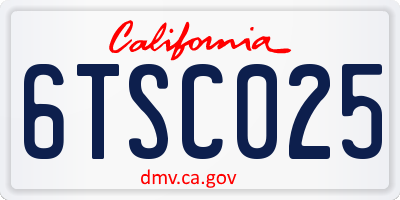 CA license plate 6TSC025