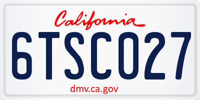 CA license plate 6TSC027