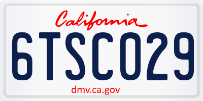 CA license plate 6TSC029