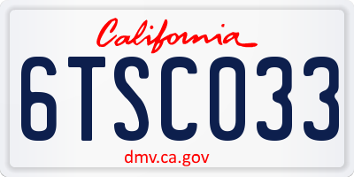 CA license plate 6TSC033
