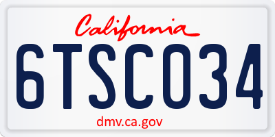 CA license plate 6TSC034