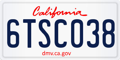 CA license plate 6TSC038