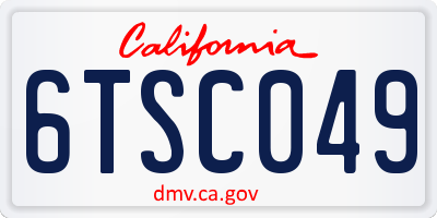 CA license plate 6TSC049