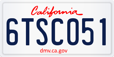 CA license plate 6TSC051