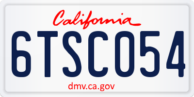 CA license plate 6TSC054