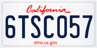 CA license plate 6TSC057