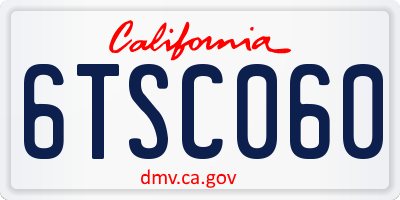 CA license plate 6TSC060