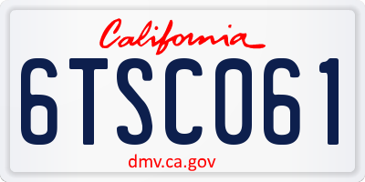 CA license plate 6TSC061