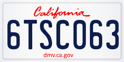 CA license plate 6TSC063
