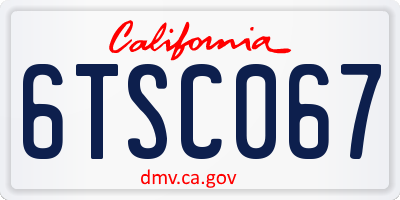CA license plate 6TSC067
