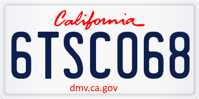 CA license plate 6TSC068