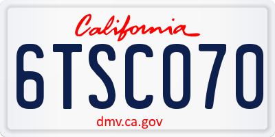 CA license plate 6TSC070