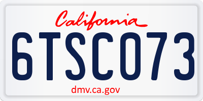 CA license plate 6TSC073
