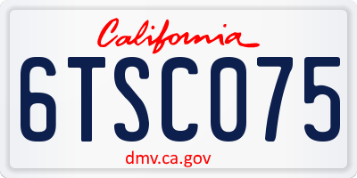 CA license plate 6TSC075