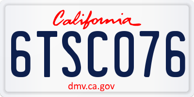 CA license plate 6TSC076