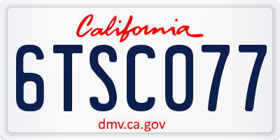 CA license plate 6TSC077