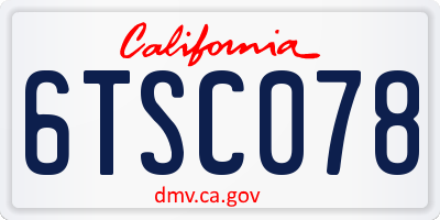 CA license plate 6TSC078