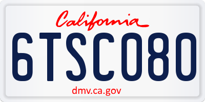 CA license plate 6TSC080