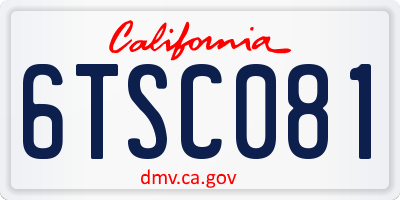 CA license plate 6TSC081