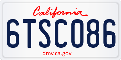 CA license plate 6TSC086