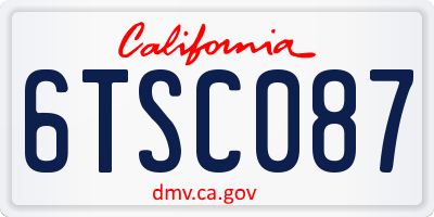 CA license plate 6TSC087