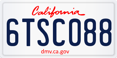 CA license plate 6TSC088