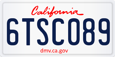 CA license plate 6TSC089