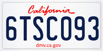 CA license plate 6TSC093