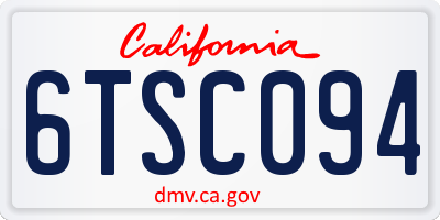 CA license plate 6TSC094