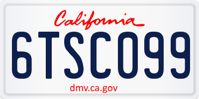CA license plate 6TSC099