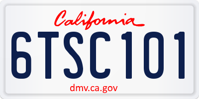 CA license plate 6TSC101