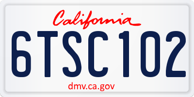 CA license plate 6TSC102