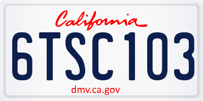 CA license plate 6TSC103