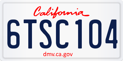CA license plate 6TSC104