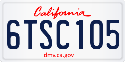 CA license plate 6TSC105