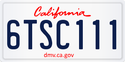 CA license plate 6TSC111