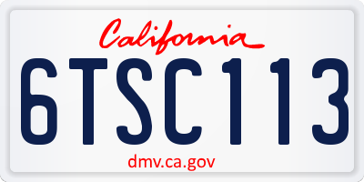 CA license plate 6TSC113