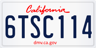 CA license plate 6TSC114