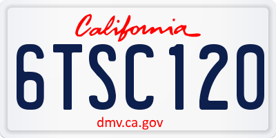 CA license plate 6TSC120