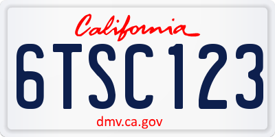 CA license plate 6TSC123