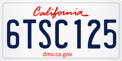 CA license plate 6TSC125